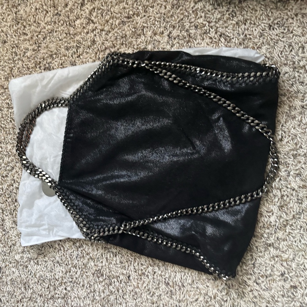 Stella McCartney Black Hobo Bag with Silver Chain